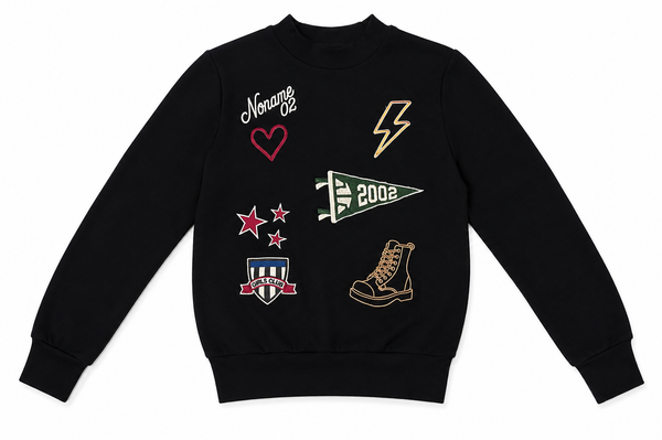 Black Varsity Applique Top