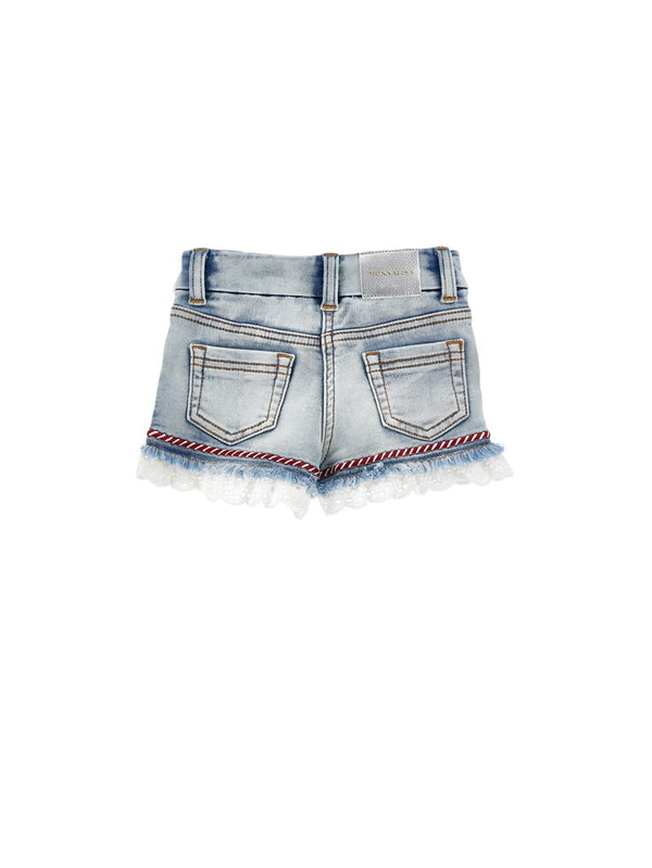 Bleach Denim Ribbon Detail Shorts