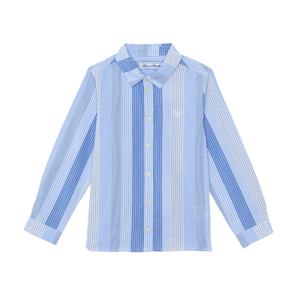 Blue Linen Multi Stripe Shirt
