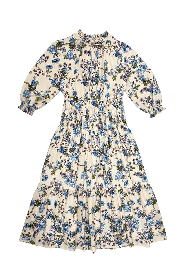 Ivory Blue Floral Stella Dress