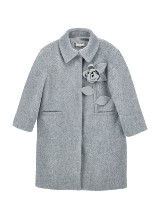 Gray Wool Romantic Rose Coat
