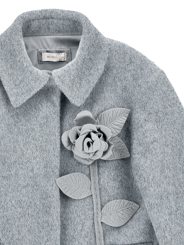 Gray Wool Romantic Rose Coat