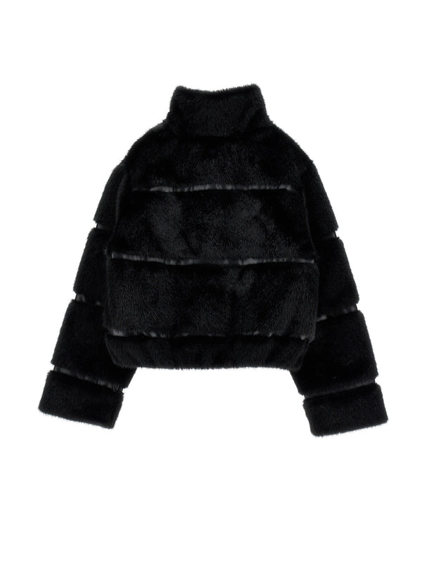 Black Plush Bomber Jacket