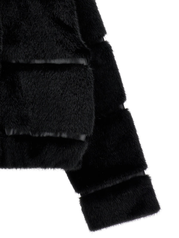 Black Plush Bomber Jacket