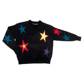 Black Multicolor Stars Crewneck