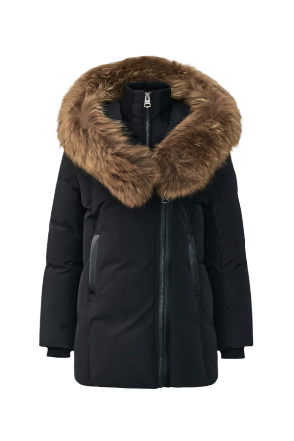 Black Little Kid Leelee Down Fur Trim Hood Coat