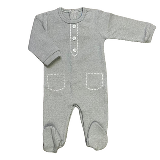 Dark Grey Stitch Trim Cotton Rib Footie