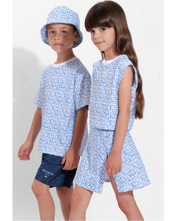 Blue Labyrinth Pattern Tee