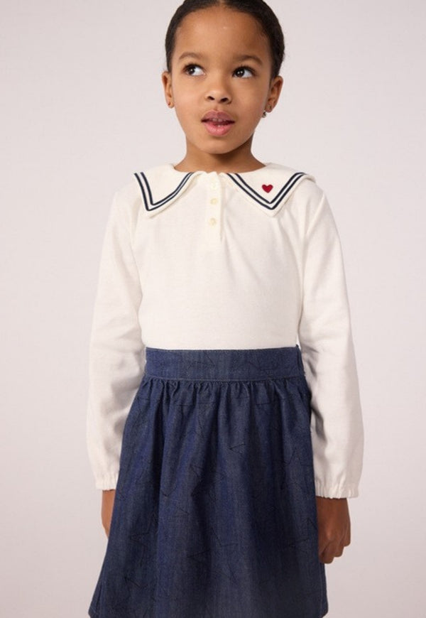White Sailor Collar Top