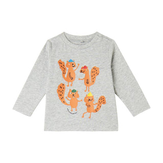 Grey Baby Squirrel Gang Long Sleeve Tee