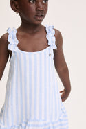White and Blue Striped Linen Dress