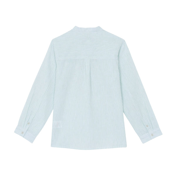 Sage Big Boys Collarless Striped Linen Shirt