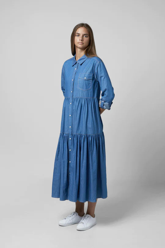 Blue Teen Denim Shirtdress with Snaps