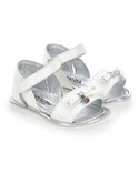 White Baby Leather Heart Charm Sandal