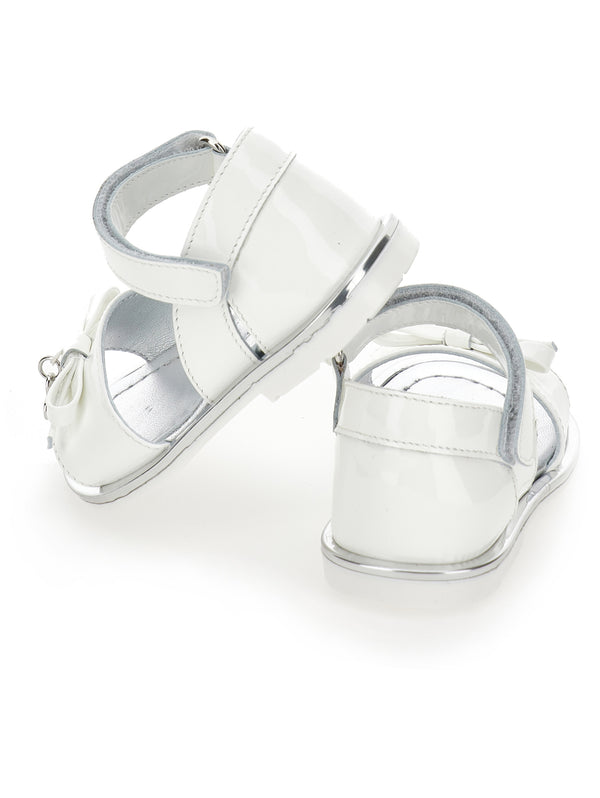 White Baby Leather Heart Charm Sandal