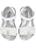 White Baby Leather Heart Charm Sandal