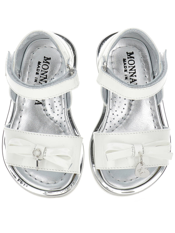 White Baby Leather Heart Charm Sandal