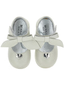 Baby Cream Bow Leather Shoes