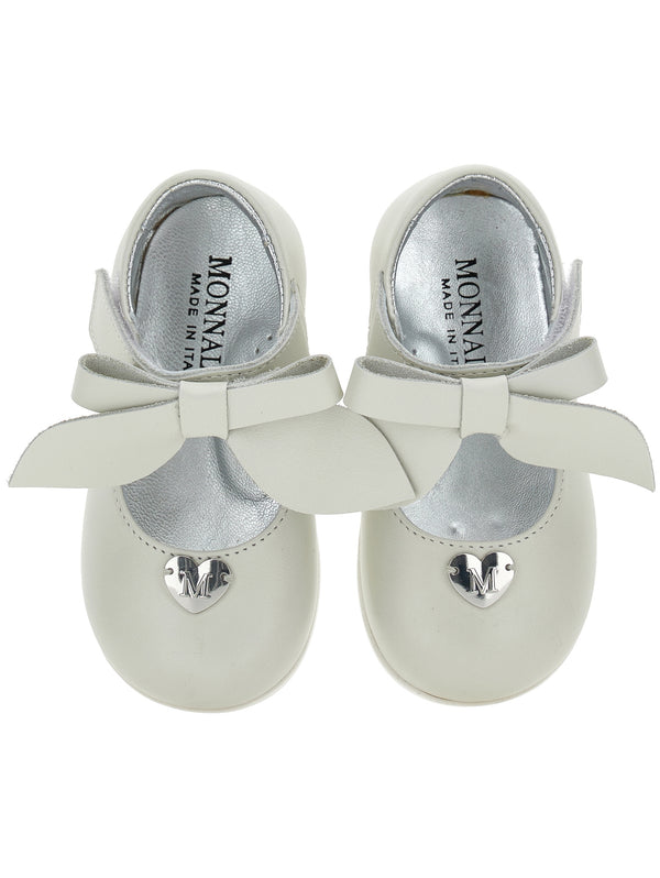 Baby Cream Bow Leather Shoes