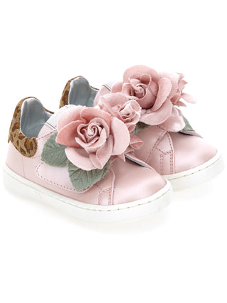 Powder Pink Rose Leather Sneakers