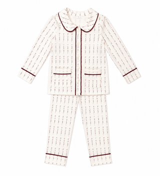 Burgundy Printed Collar Pajama Set