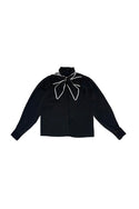 Black with White Piping Jennifer Blouse