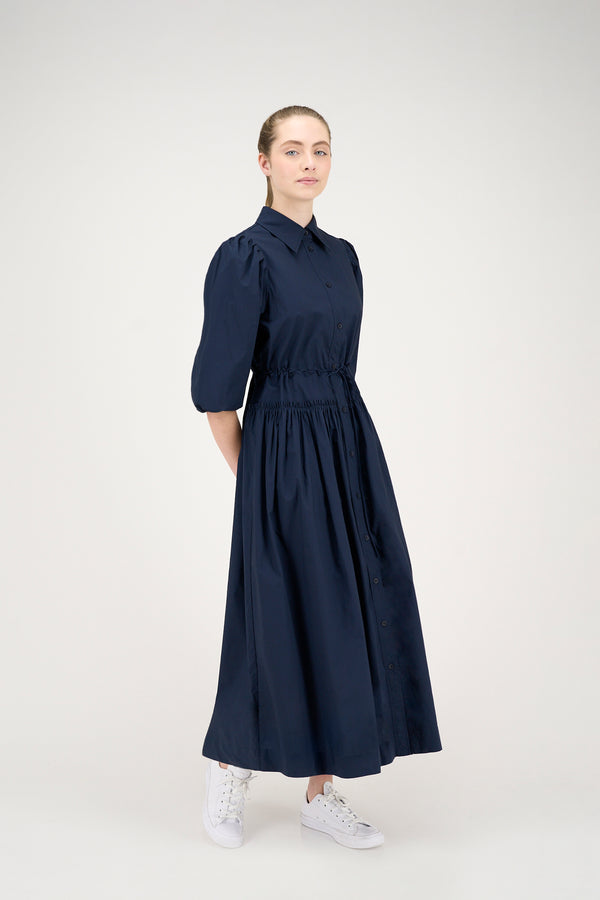 Navy Puff Sleeve Sylvia Dress