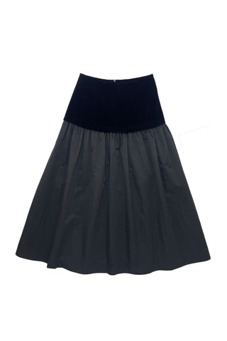 Black Velvet Detail Veronica Skirt