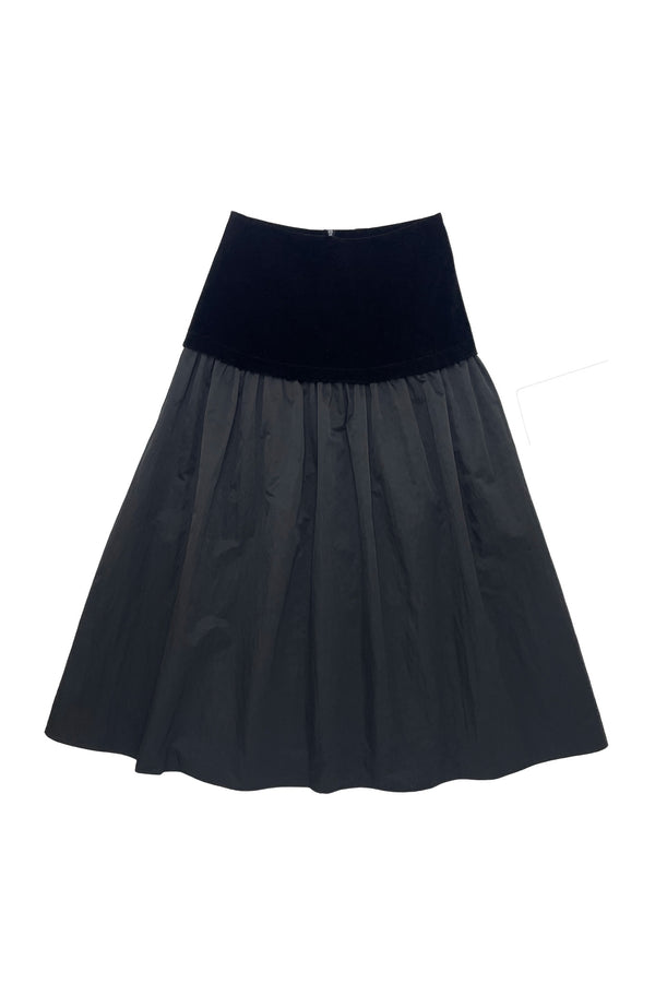 Black Velvet Detail Veronica Skirt