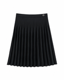 Black Crepe Plisse Long Length Skirt