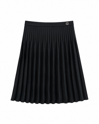 Black Crepe Plisse Long Length Skirt