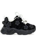 Black Suede Chunky Flower Sneakers