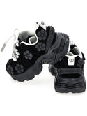 Black Suede Chunky Flower Sneakers