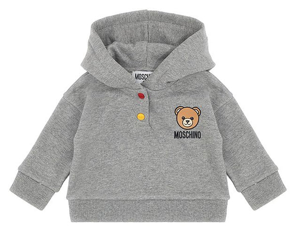 Grey Two Button Logo Hoodie