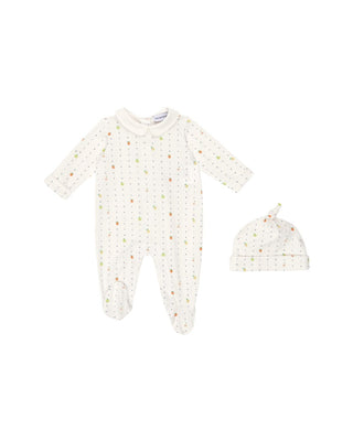 White Fruit Footie & Hat Set