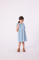 Light Blue Chambray Heart Ruffle Dress