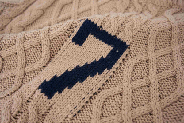 Tan Cableknit Graphic Sweater
