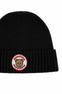 Black Ribbed Knit Logo Hat