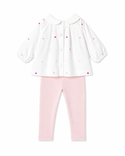 White and Pink Heart Print Outfit