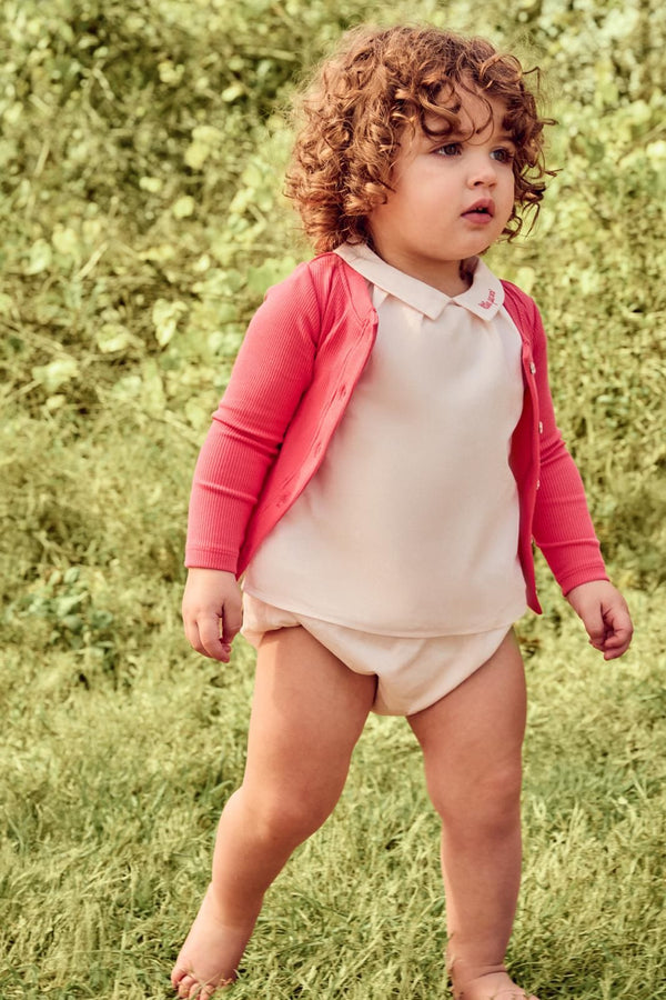 Pink Puff Sleeve Top & Bloomer Set