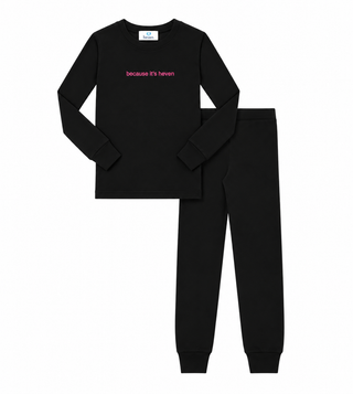Black and Pink Because its Heven Pajama Set