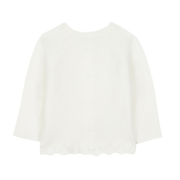 Cream Baby Scallop Hem Knit Cardigan