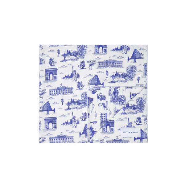 Ivory and Blue Toile Blanket