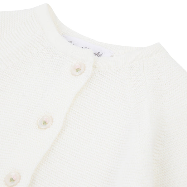 Cream Baby Scallop Hem Knit Cardigan