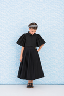 Black 3/4 Sleeve Taffeta Blouse