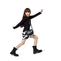 Black Leather Ruffle Ankle Boots