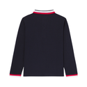 Navy Teckel Stripe Trim Long Sleeve Polo