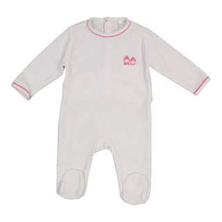 White and Pink Velvet Fancy Lutin Footie