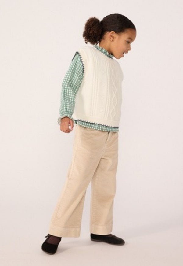 White with Navy Trim Knit Sweater Vest