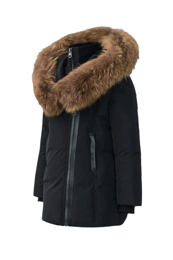 Black Little Kid Leelee Down Fur Trim Hood Coat